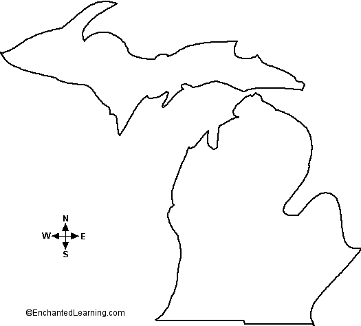 Outline Map Michigan Enchantedlearning Com