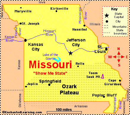 Missouri Facts Map And State Symbols Enchantedlearning Com