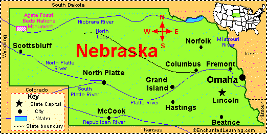 Nebraska Facts Map And State Symbols Enchantedlearning Com