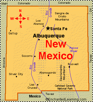 albuquerque new mexico mapa New Mexico Facts Map And State Symbols Enchantedlearning Com albuquerque new mexico mapa