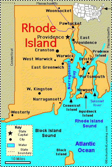 Rhode Island: Facts, Map And State Symbols - Enchantedlearning.Com