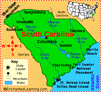 South Carolina Facts Map And State Symbols Enchantedlearning Com