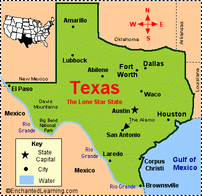 Texas Facts Map And State Symbols Enchantedlearning Com