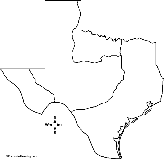 outline map, Natural Features of Texas