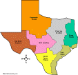 outline map, natural features of Texas