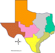 outline map, natural features of Texas