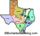 outline map, natural features of Texas