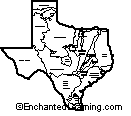 outline map, natural features of Texas