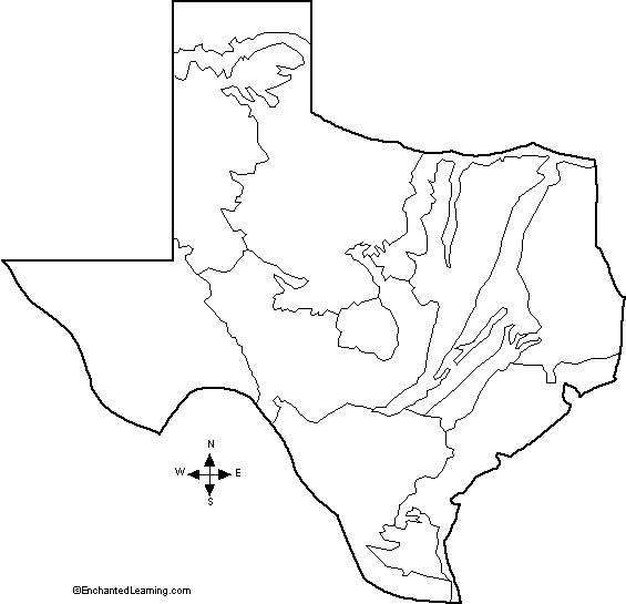 outline map, Natural Features of Texas