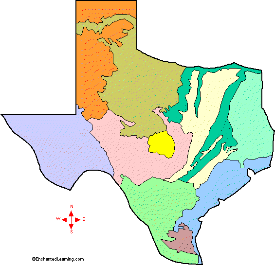 Search result: 'Natural Features of Texas, Outline Map Unlabeled Color'