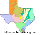 outline map, natural features of Texas