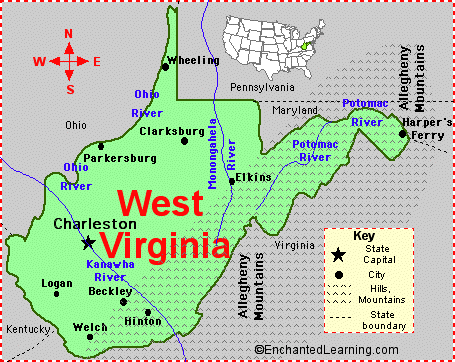 West Virginia Facts Map And State Symbols Enchantedlearning Com