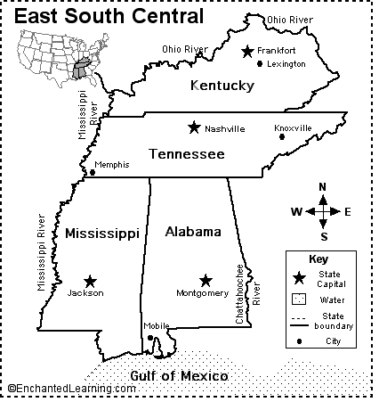 Search result: 'East South Central States Map/Quiz Printout'
