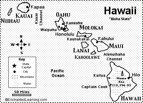 Hawaii Map Quiz Printout Enchantedlearning Com