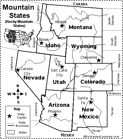 Rocky Mountain States Map Quiz Printout Enchantedlearning Com