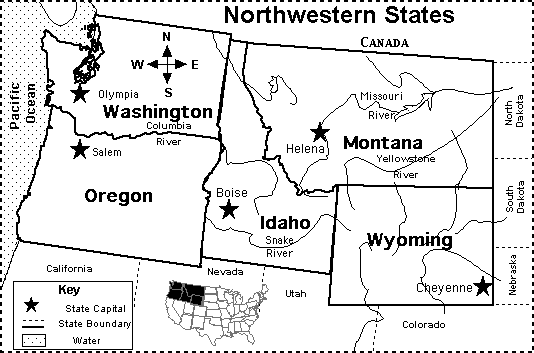 map of nw usa Northwestern Us States Map Quiz Printout Enchantedlearning Com map of nw usa