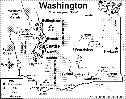 Search result: 'Washington Map/Quiz Printout'