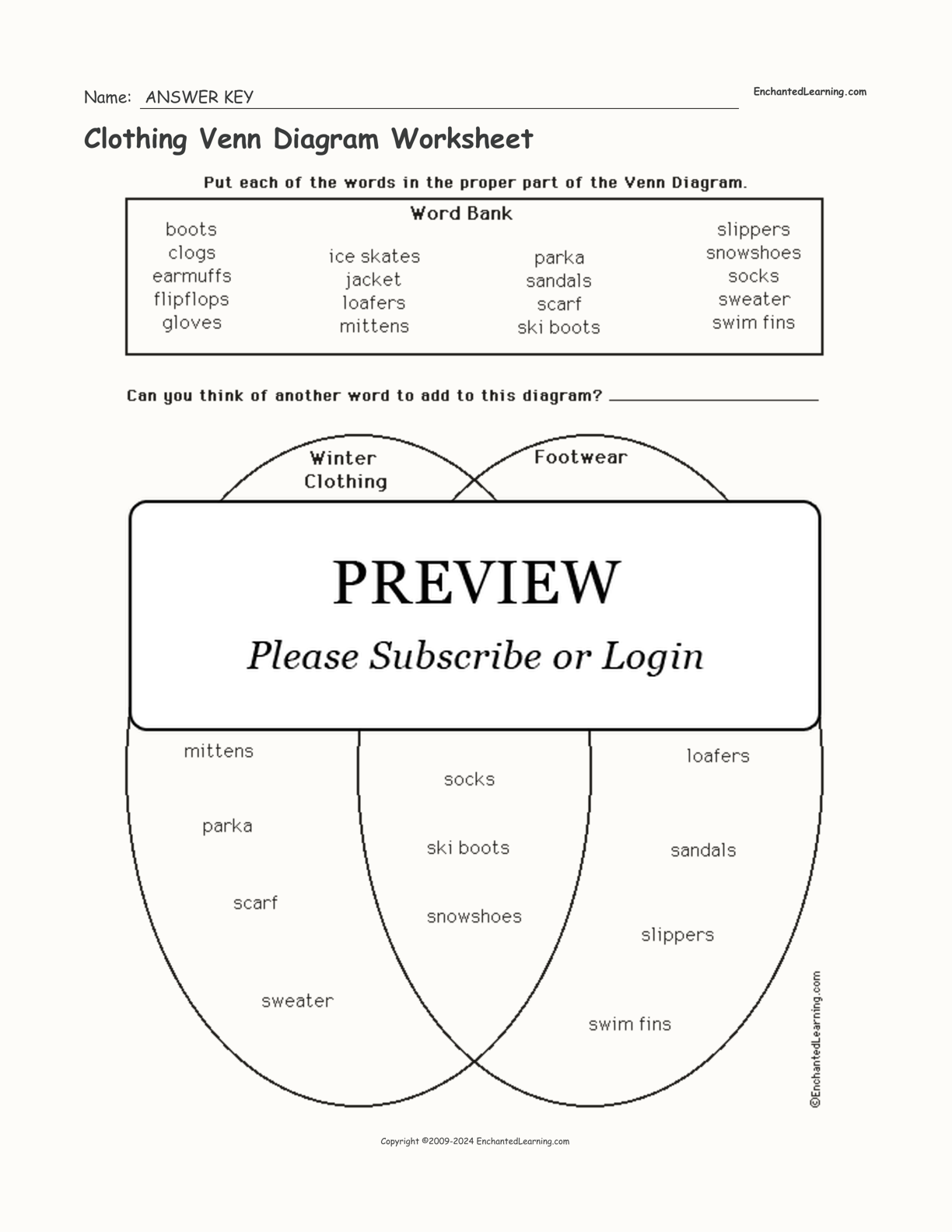 Clothing Venn Diagram Worksheet interactive worksheet page 2