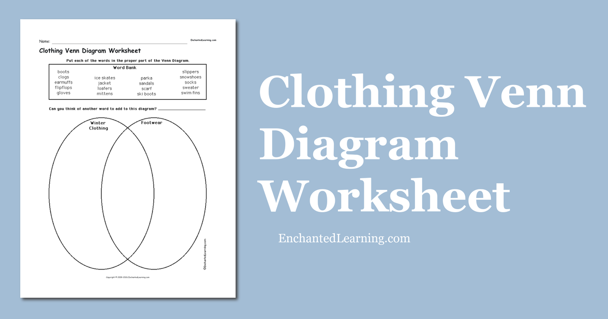 Clothing Venn Diagram Worksheet Enchanted Learning