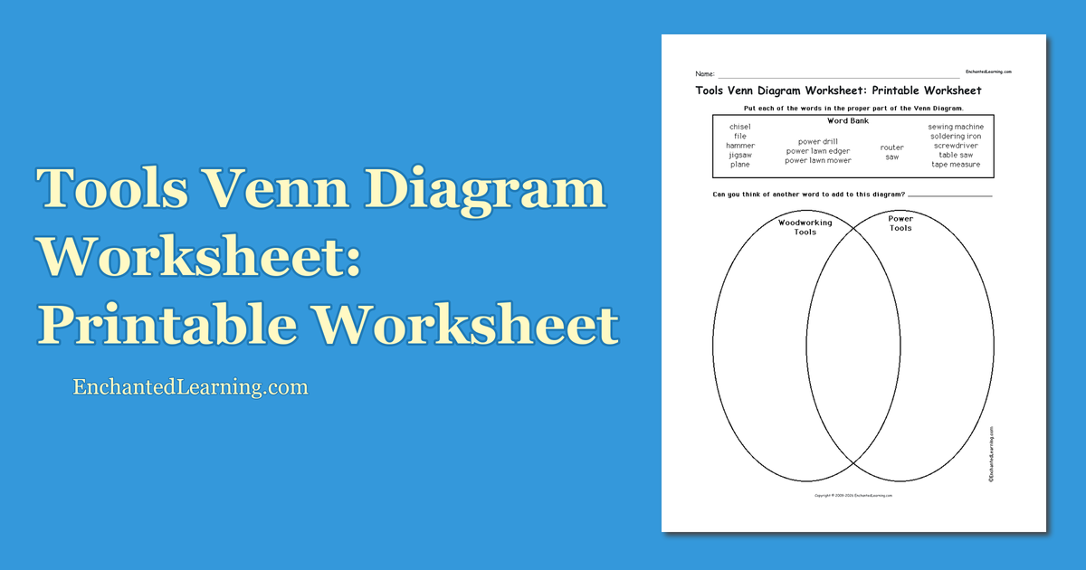 Tools Venn Diagram Worksheet: Printable Worksheet - Enchanted Learning