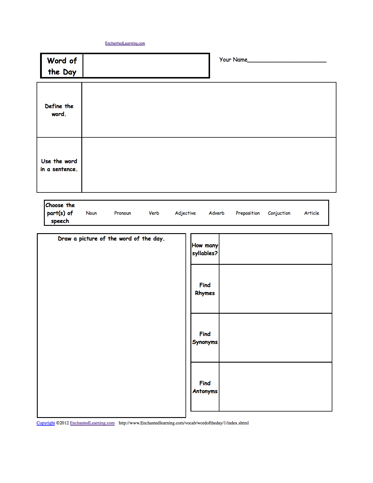 Abc Vocabulary Chart