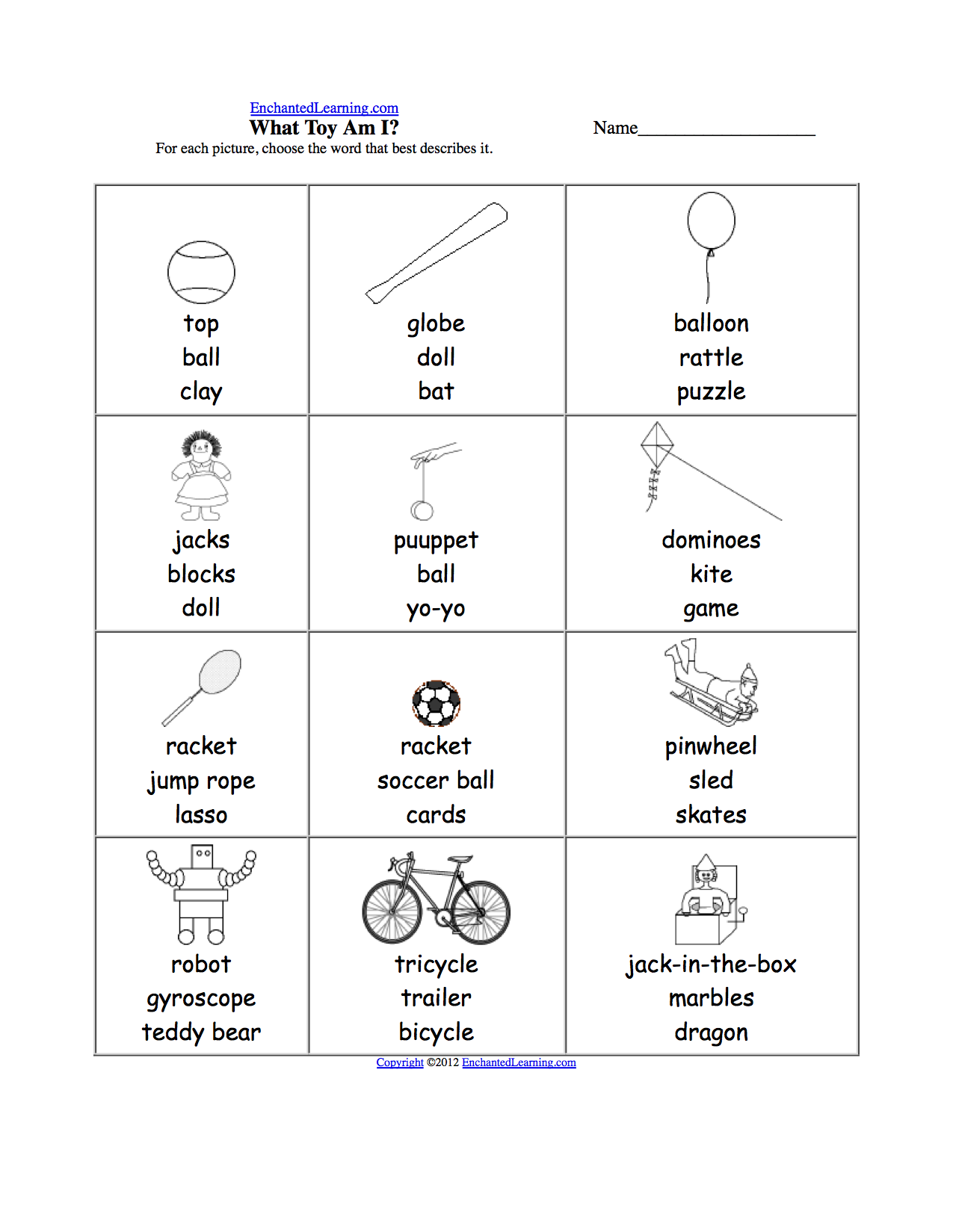 Spelling Worksheets: Sports at EnchantedLearning.com