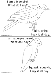 Search result: 'What Do I Say? Book, A Printable Book: Blue Bird, Purple Parrot'