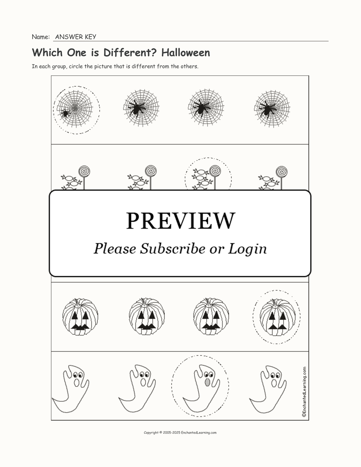 Which One is Different? Halloween interactive worksheet page 2