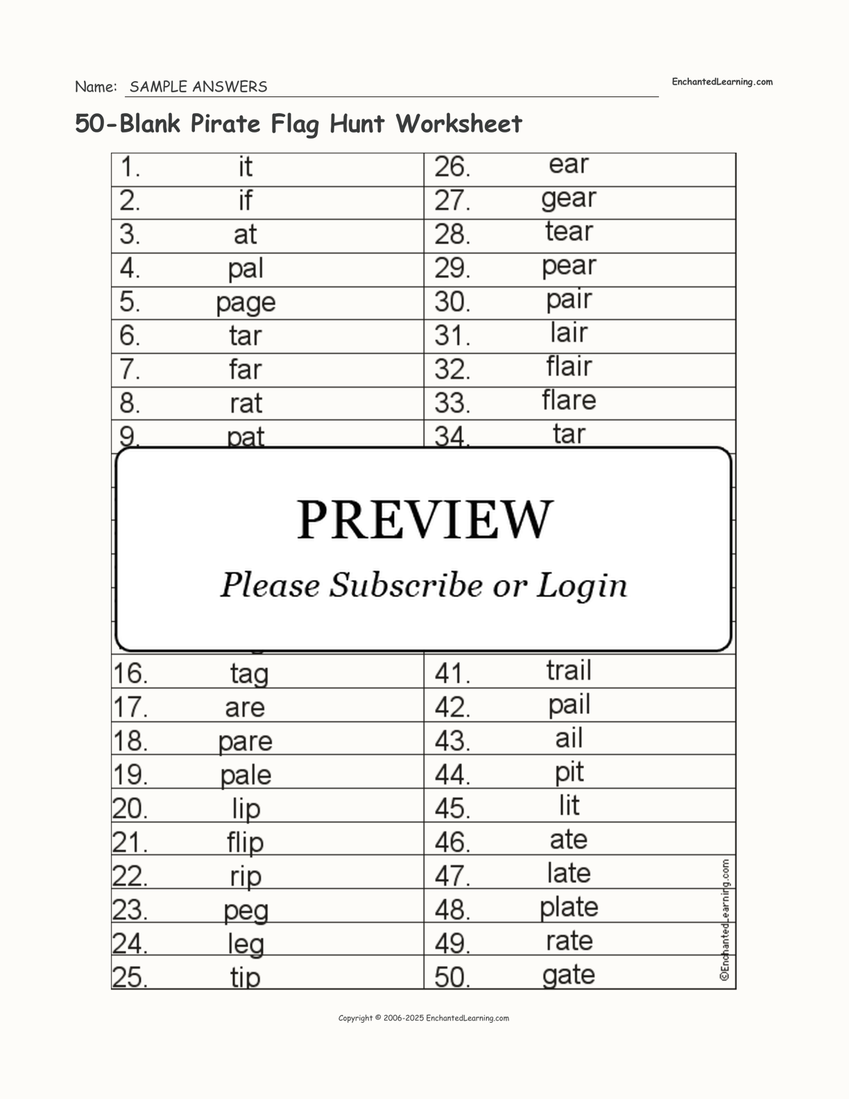 50-Blank Pirate Flag Hunt Worksheet interactive worksheet page 2