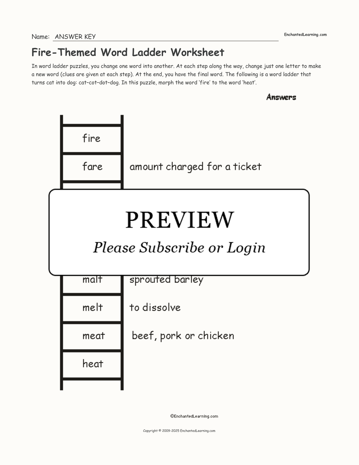 Fire-Themed Word Ladder Worksheet interactive worksheet page 2