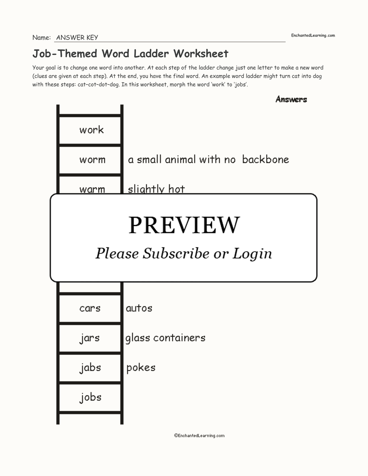 Job-Themed Word Ladder Worksheet interactive worksheet page 2