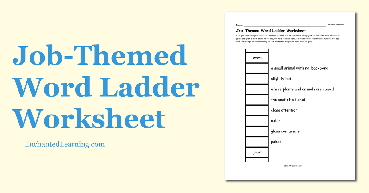 JobThemed Word Ladder Worksheet Enchanted Learning