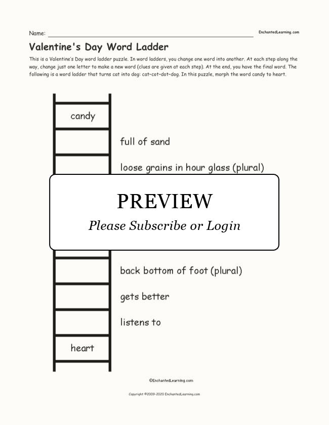 Valentine's Day Word Ladder Enchanted Learning