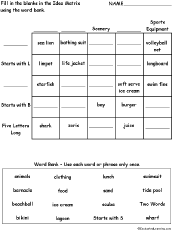 Search result: 'Idea Matrix Puzzle: Beach Words -- Printable Worksheet'