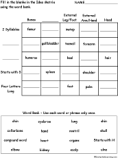Search result: 'Idea Matrix Puzzle: Body Words -- Printable Worksheet'