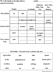 Search result: 'Idea Matrix Puzzle: Family-Related Words -- Printable Worksheet'