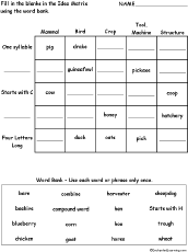 Search result: 'Idea Matrix Puzzle: Farm-Related Words -- Printable Worksheet'