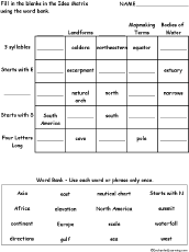 Search result: 'Idea Matrix Puzzle: Geography Words -- Printable Worksheet'