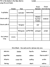 Search result: 'Idea Matrix Puzzle: Ocean Words -- Printable Worksheet'
