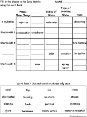 Search result: 'Idea Matrix Puzzle: Water Words -- Printable Worksheet'