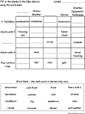 Search result: 'Idea Matrix Puzzle: Weather Words -- Printable Worksheet'