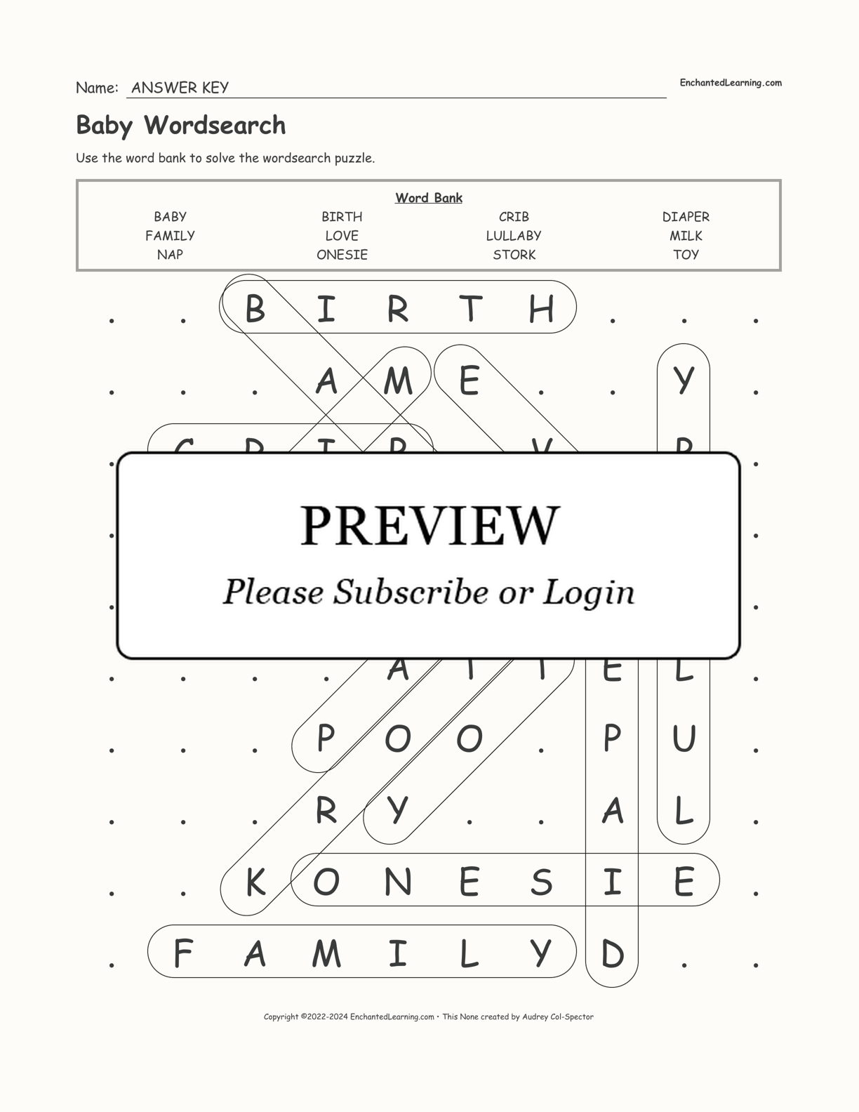 Baby Wordsearch interactive worksheet page 2
