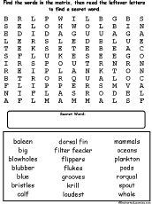 blue whale wordsearch