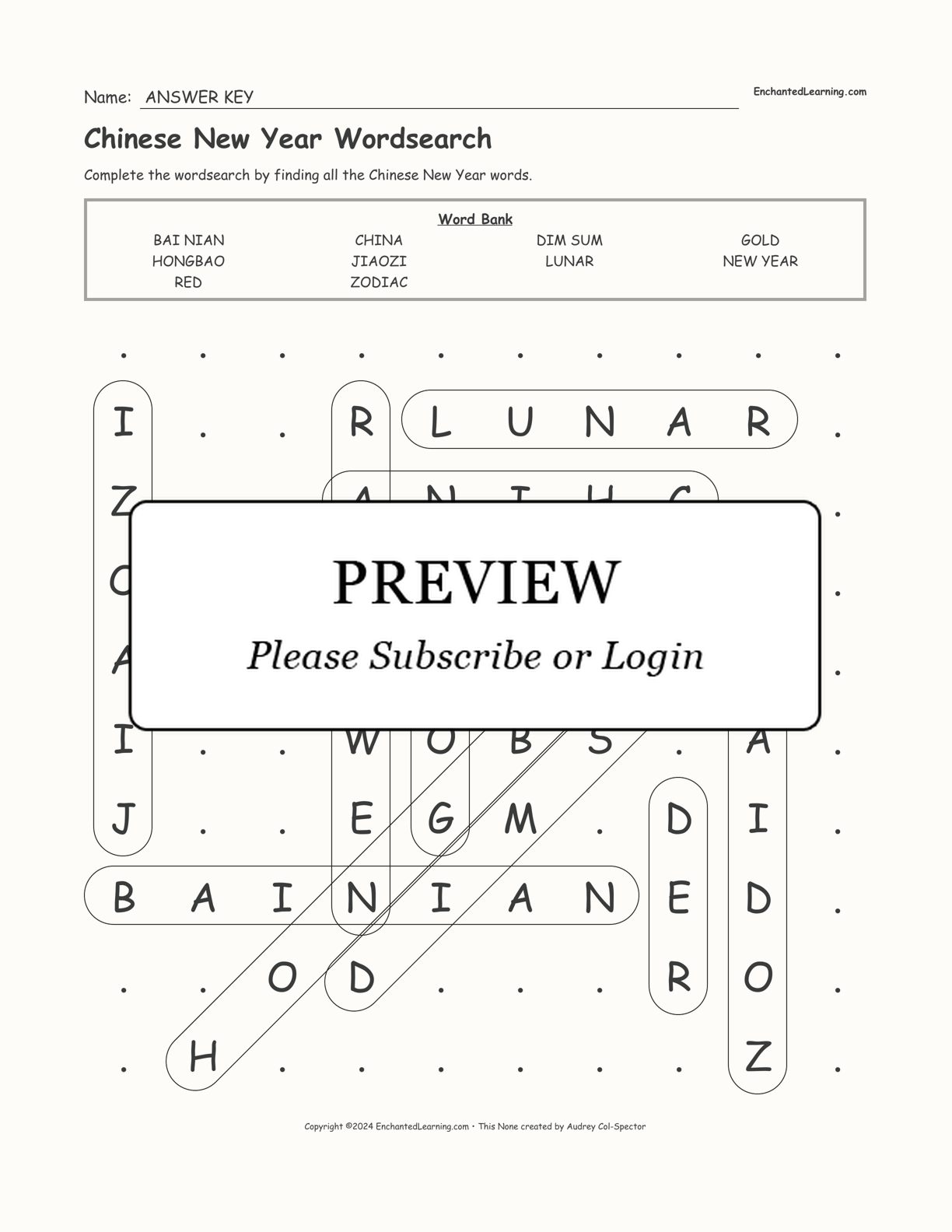 Chinese New Year Wordsearch interactive worksheet page 2