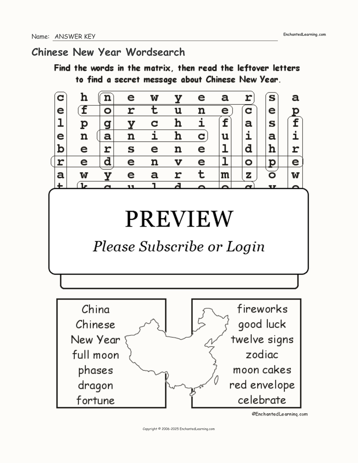 Chinese New Year Wordsearch interactive worksheet page 2