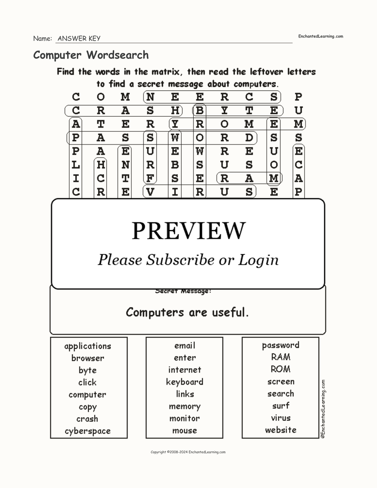 Computer Wordsearch interactive worksheet page 2