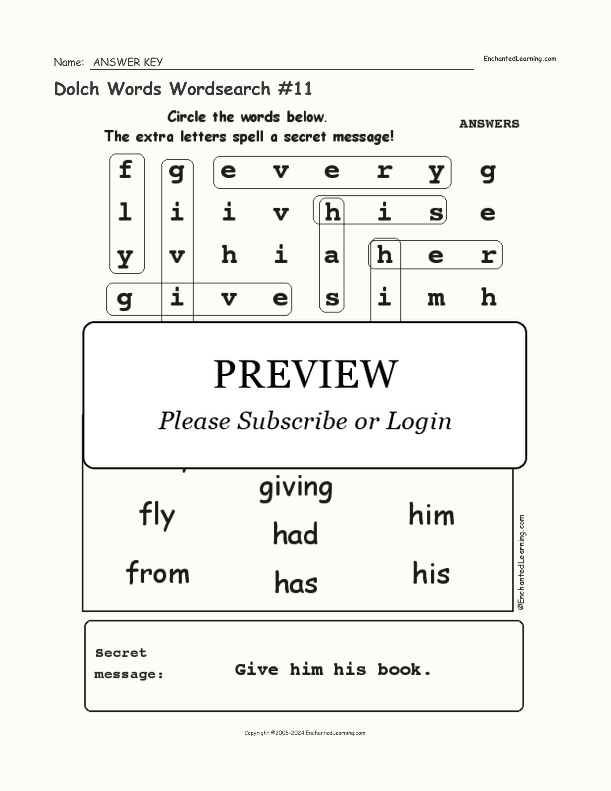 Dolch Words Wordsearch #11 interactive worksheet page 2