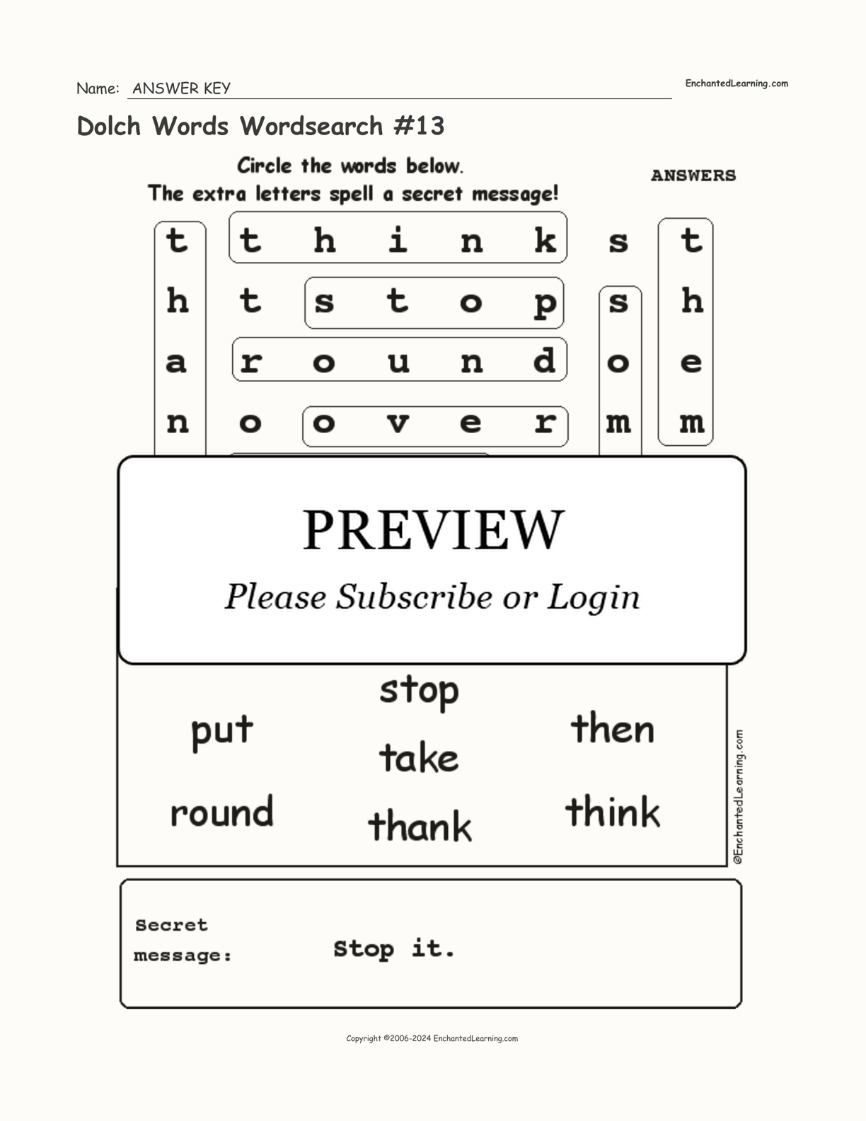 Dolch Words Wordsearch #13 interactive worksheet page 2