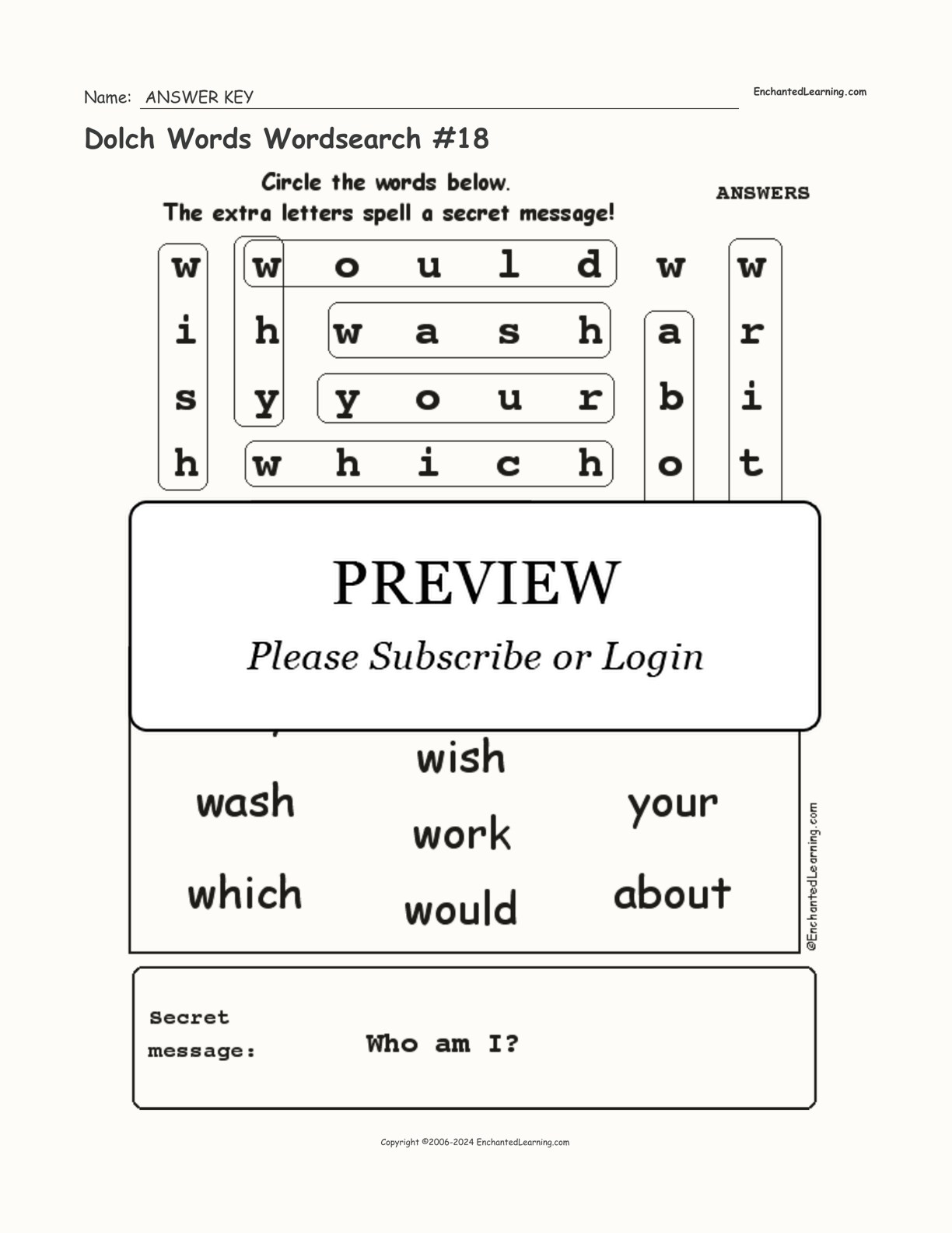 Dolch Words Wordsearch #18 interactive worksheet page 2