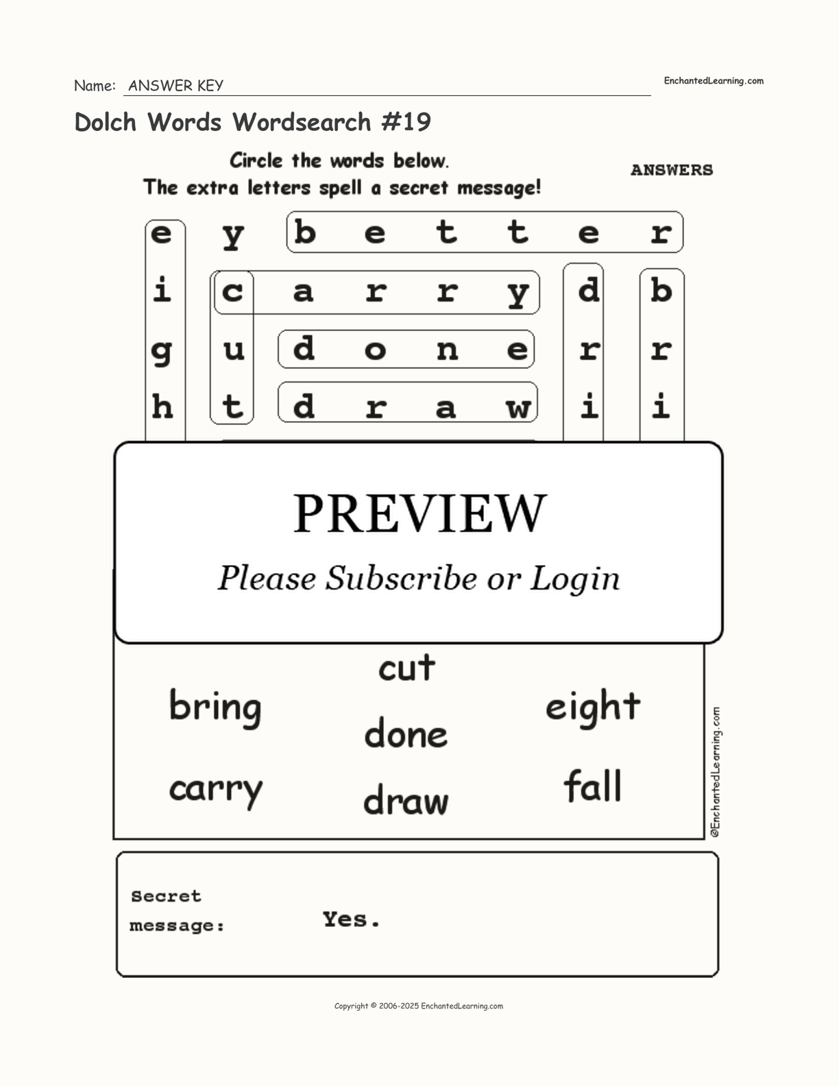 Dolch Words Wordsearch #19 interactive worksheet page 2